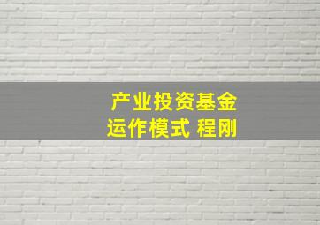 产业投资基金运作模式 程刚